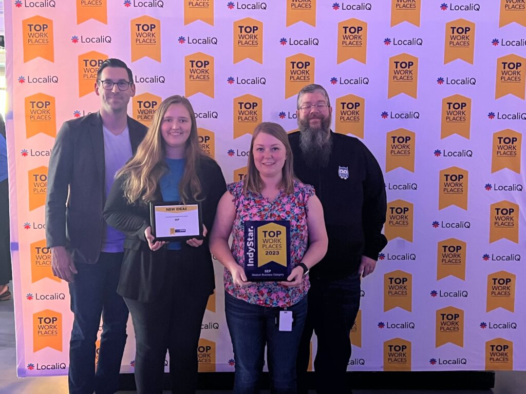 SEP Team accepts first place at IndyStar Top Workplaces Award, May 2023